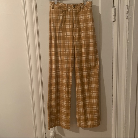 Citizen Vintage yellow tan plaid high waist trouser pant - small to medium - 6 - Picture 12 of 15